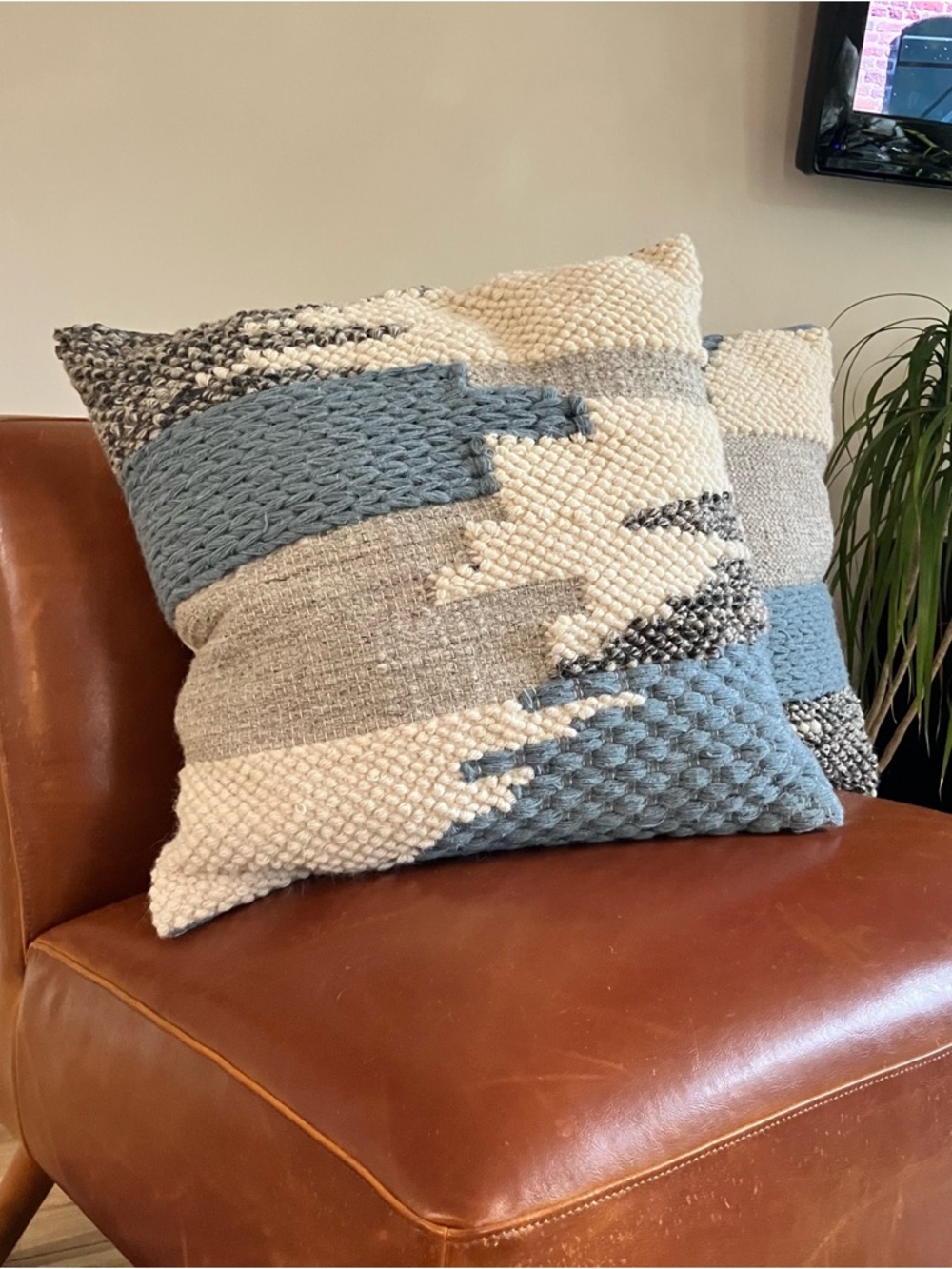Loloi For Magnolia Home | Textured Cotton Geometric Western Throw Pillows Pair